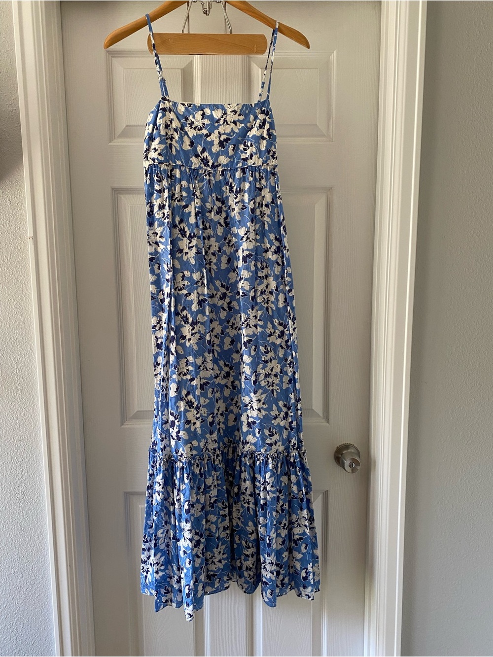 Rugby Ralph Lauren Blue Floral Eyelet Maxi Sundress Sz 4
